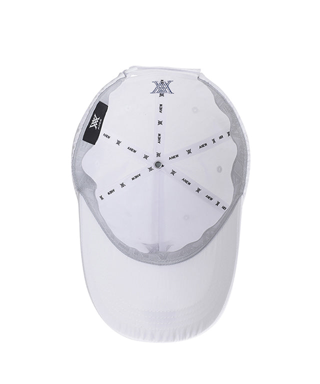 ANEW Golf Light Shining Ball Cap made of nylon fabric with subtle luster, featuring ANEW logo embroidery on the back and adjustable velcro strap.