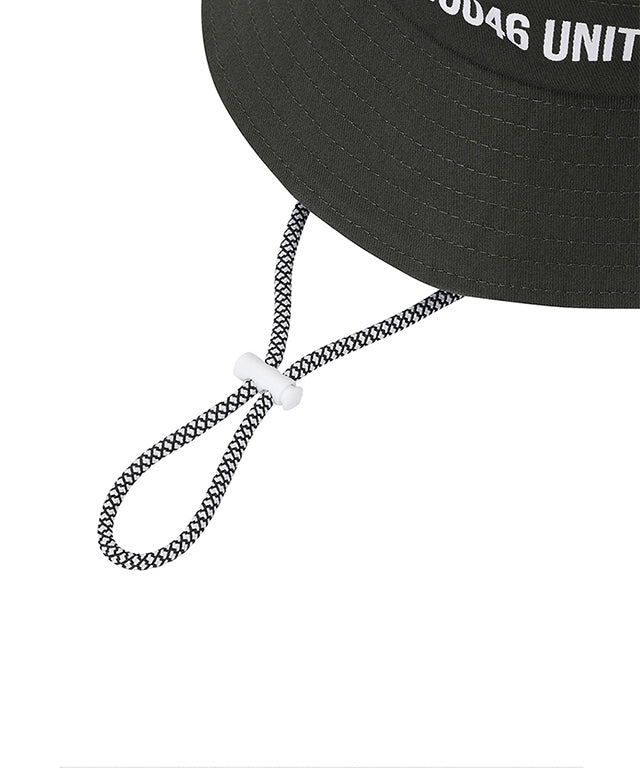 ANEW Golf Number Point 6 Angle Bucket Hat featuring a hexagonal design and detachable chin strap, made from 100% cotton and polyester lining.