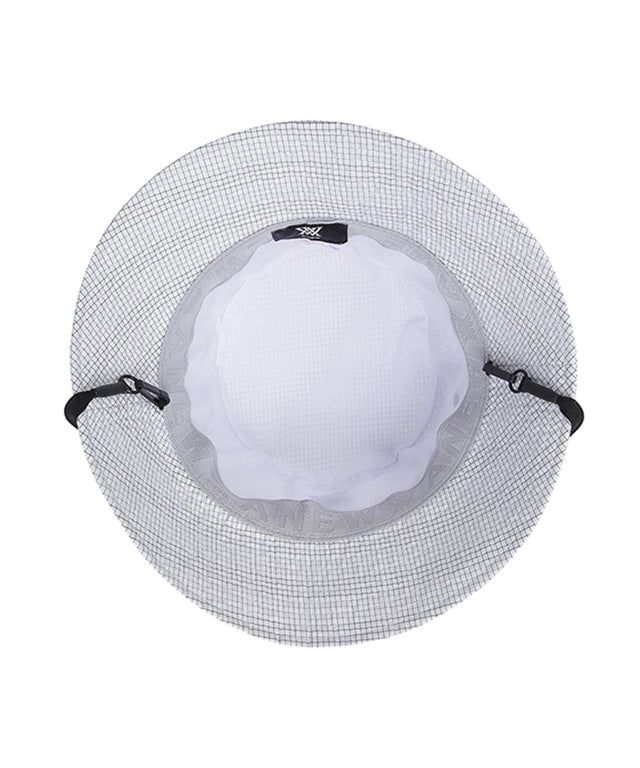 ANEW Golf Nylon Ripstop Bucket Hat featuring a stylish graphic logo, lightweight design, and detachable strap for windy conditions.