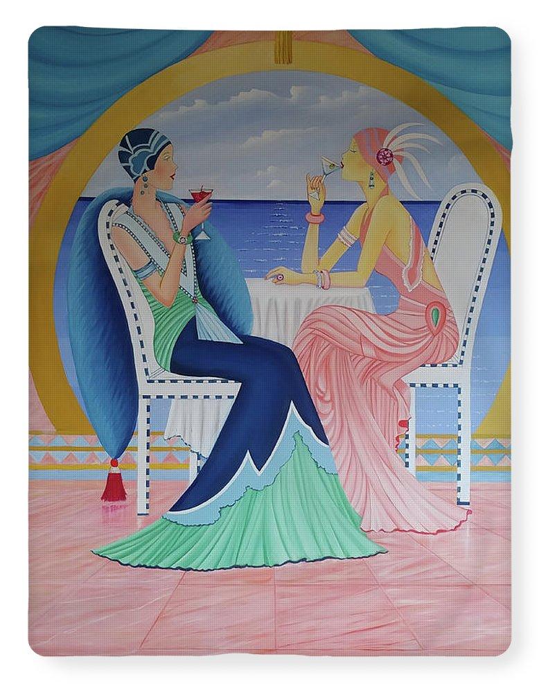 Art Deco Cruising blanket showcasing vibrant artwork on plush fleece, perfect for cozying up or home decor.