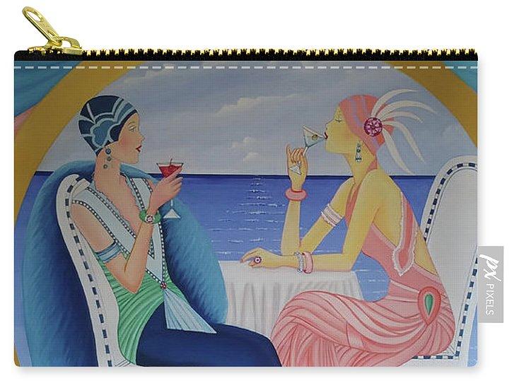 Art Deco Cruising Carry-All Pouch featuring stylish design and durable zipper, available in multiple sizes and bottom styles.