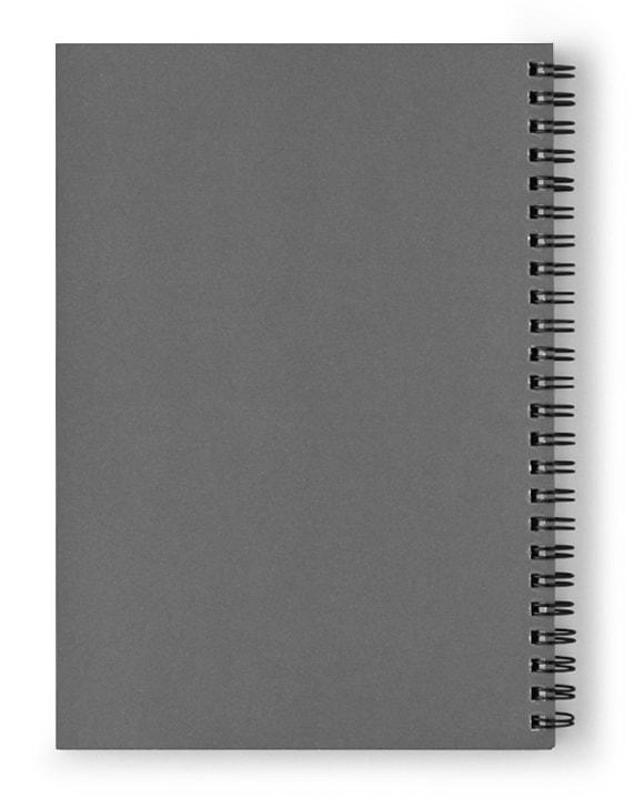 Art Deco Cruising Spiral Notebook with a stylish cover and gray back, featuring lined pages and a storage pocket.