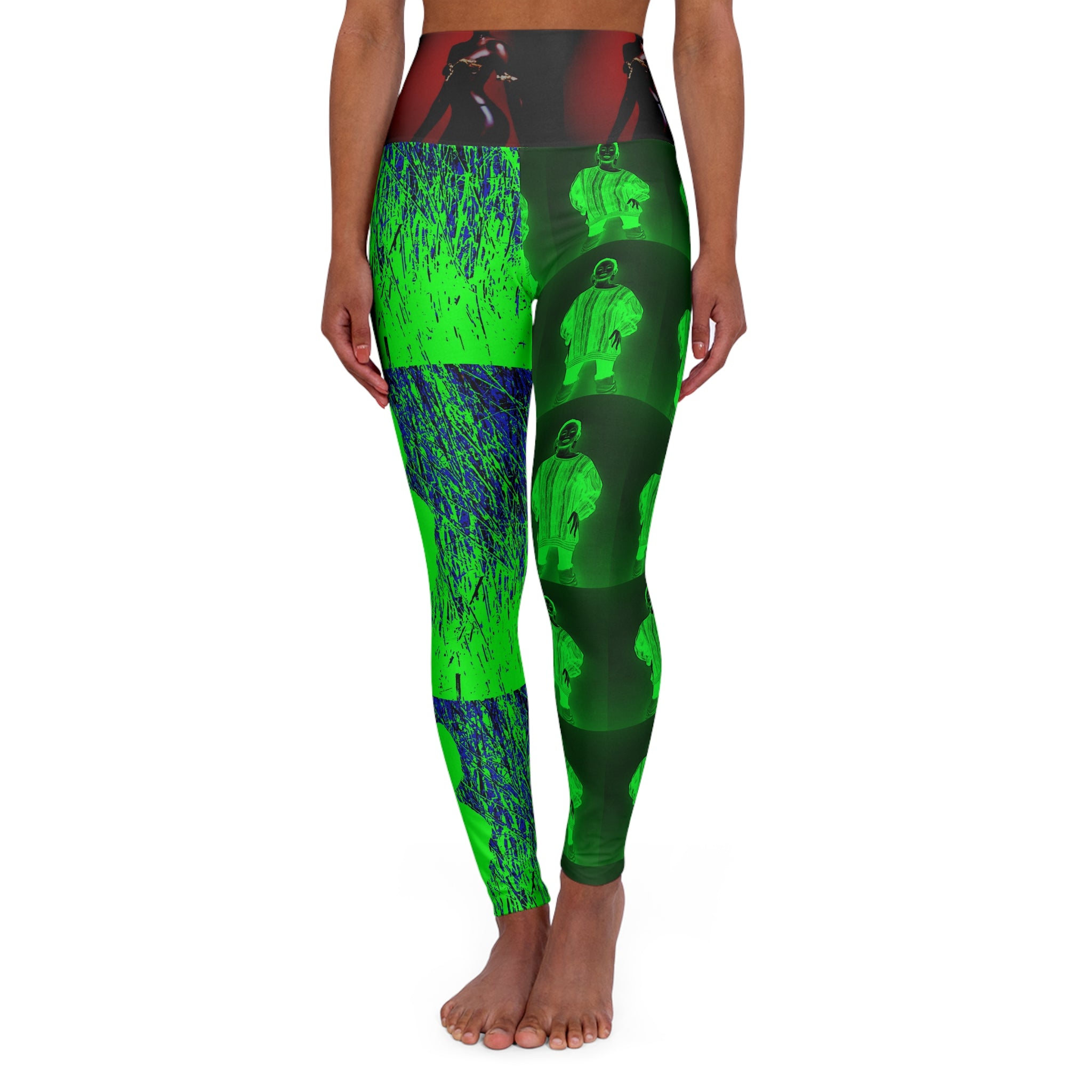 Art|Graphique Yoga Leggings featuring a high-waisted design and skinny fit, made from durable 100% polyester.