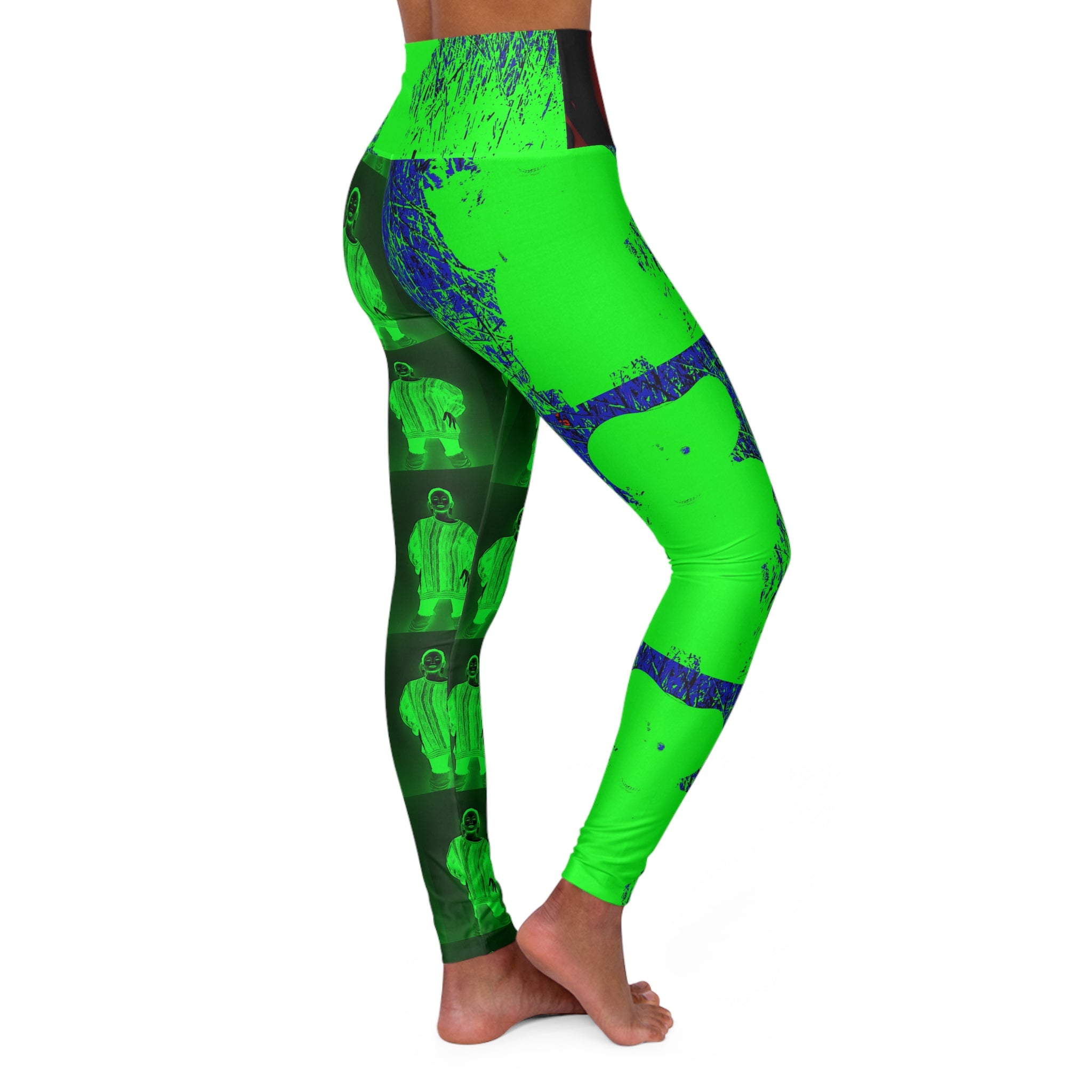 Art|Graphique Yoga Leggings featuring a high-waisted design and skinny fit, made from durable 100% polyester.