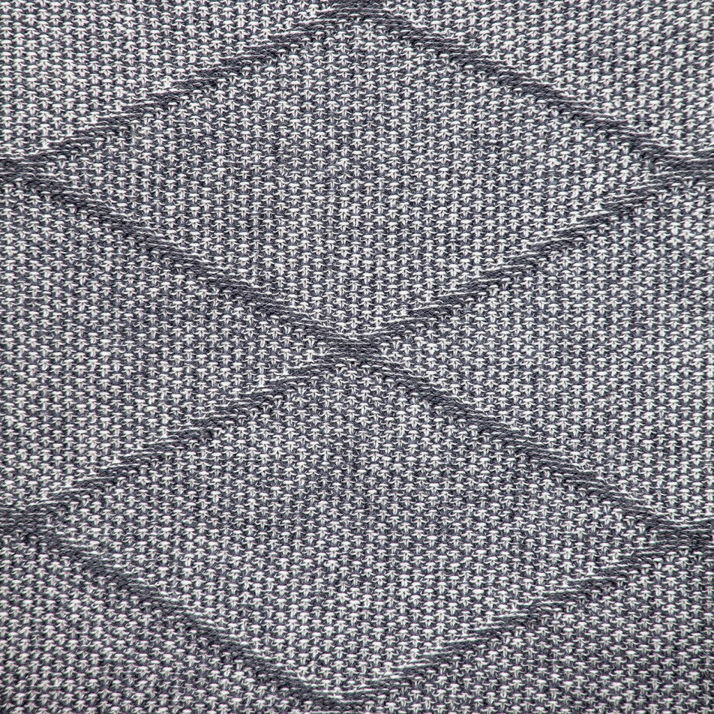 Ash Diamond Throw Pillow in grey color with a diamond pattern, made from 100% cotton, featuring a zipper closure for easy cleaning.