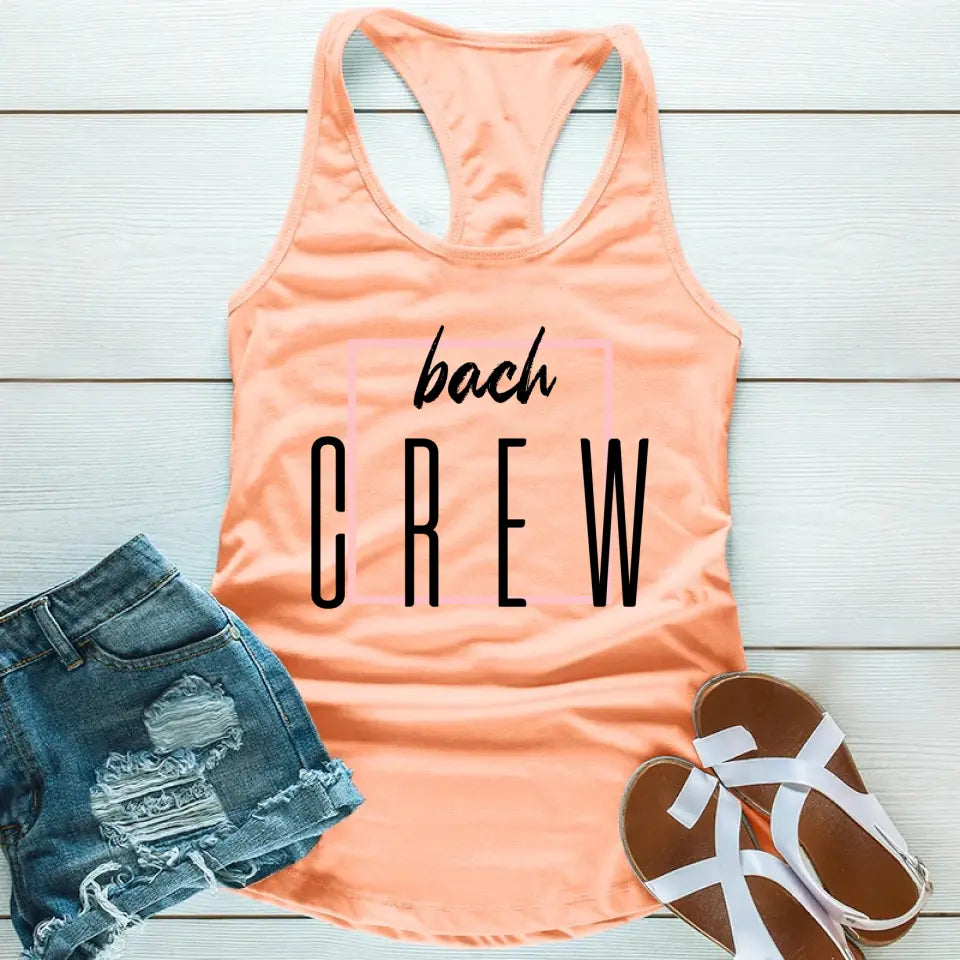 Bach Crew Bride To Be Party Bachelorette Tank Top in a stylish design, perfect for celebrations and casual outings.