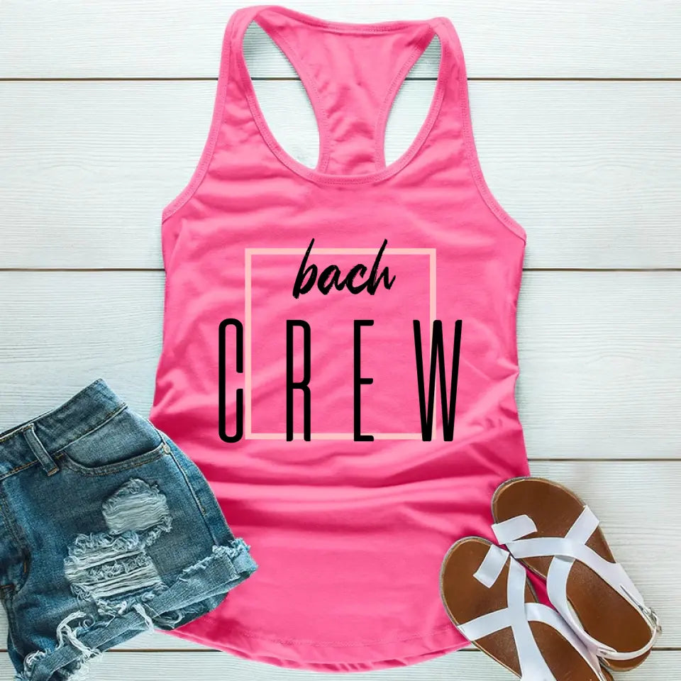 Bach Crew Bride To Be Party Bachelorette Tank Top in a stylish design, perfect for celebrations and casual outings.