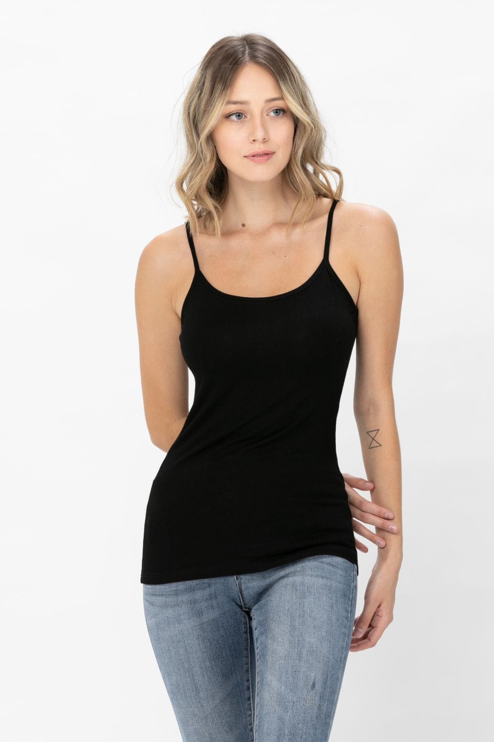 Basic Solid Shapewear Camisole in soft fabric with spaghetti straps, perfect for layering or wearing alone.