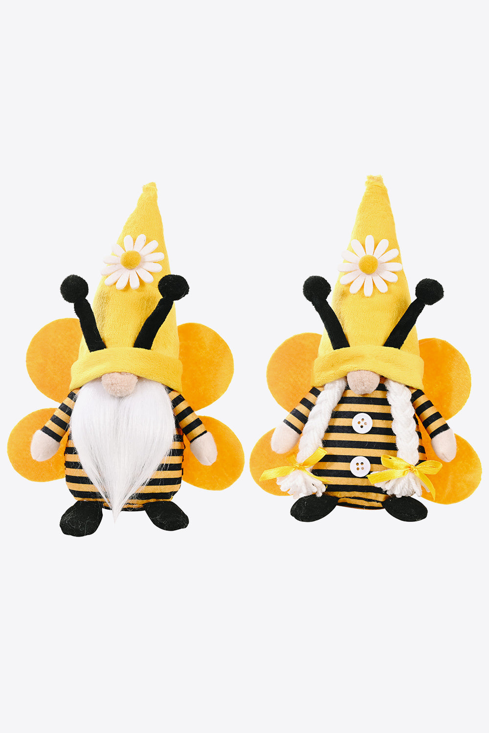 Bee Faceless Short Leg Gnome with unique faceless design, made from non-woven fabric and PP cotton, standing 10 inches tall.