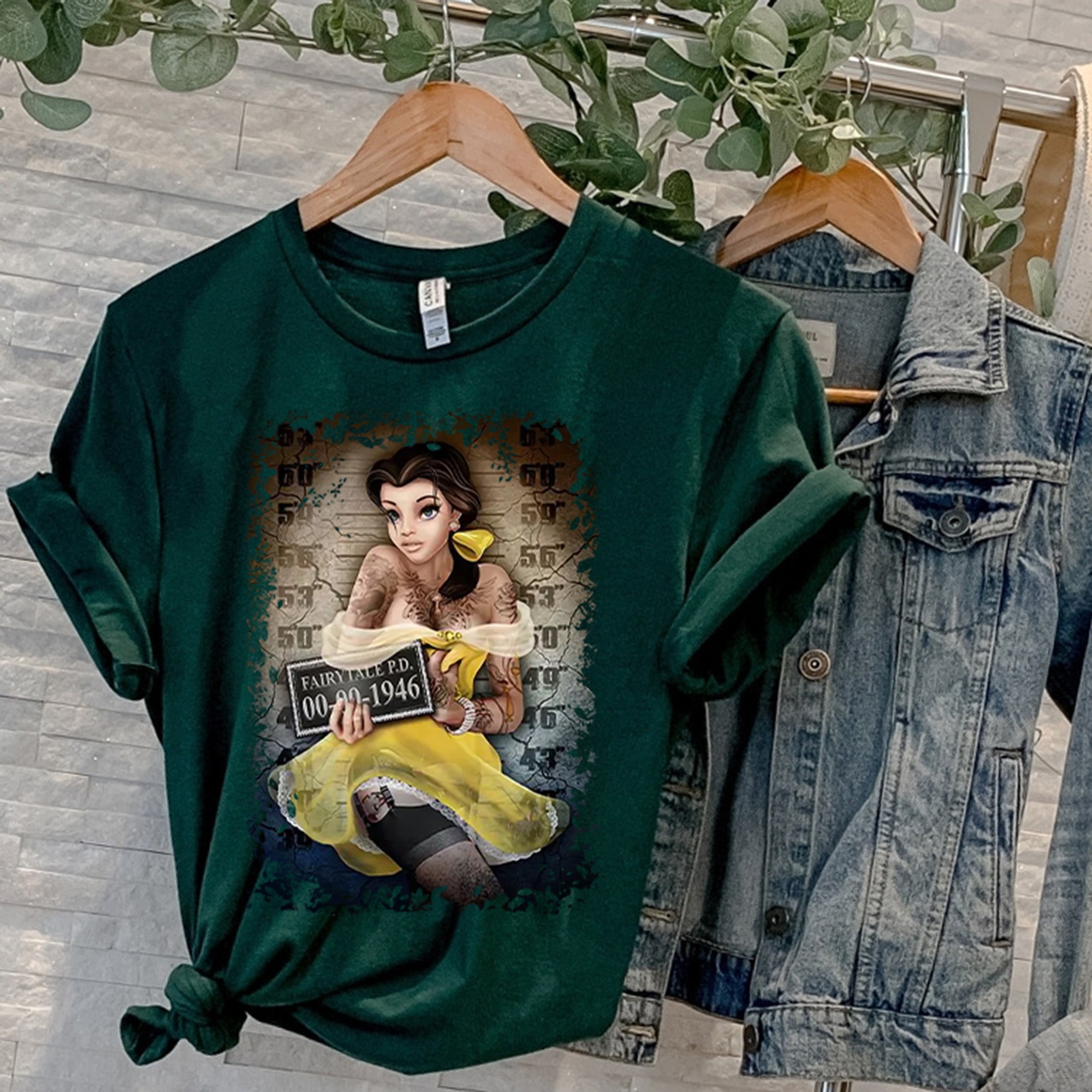 Belle Mugshot Unisex T-shirt featuring a vibrant graphic print, showcasing a unique design for fans and fashion enthusiasts.