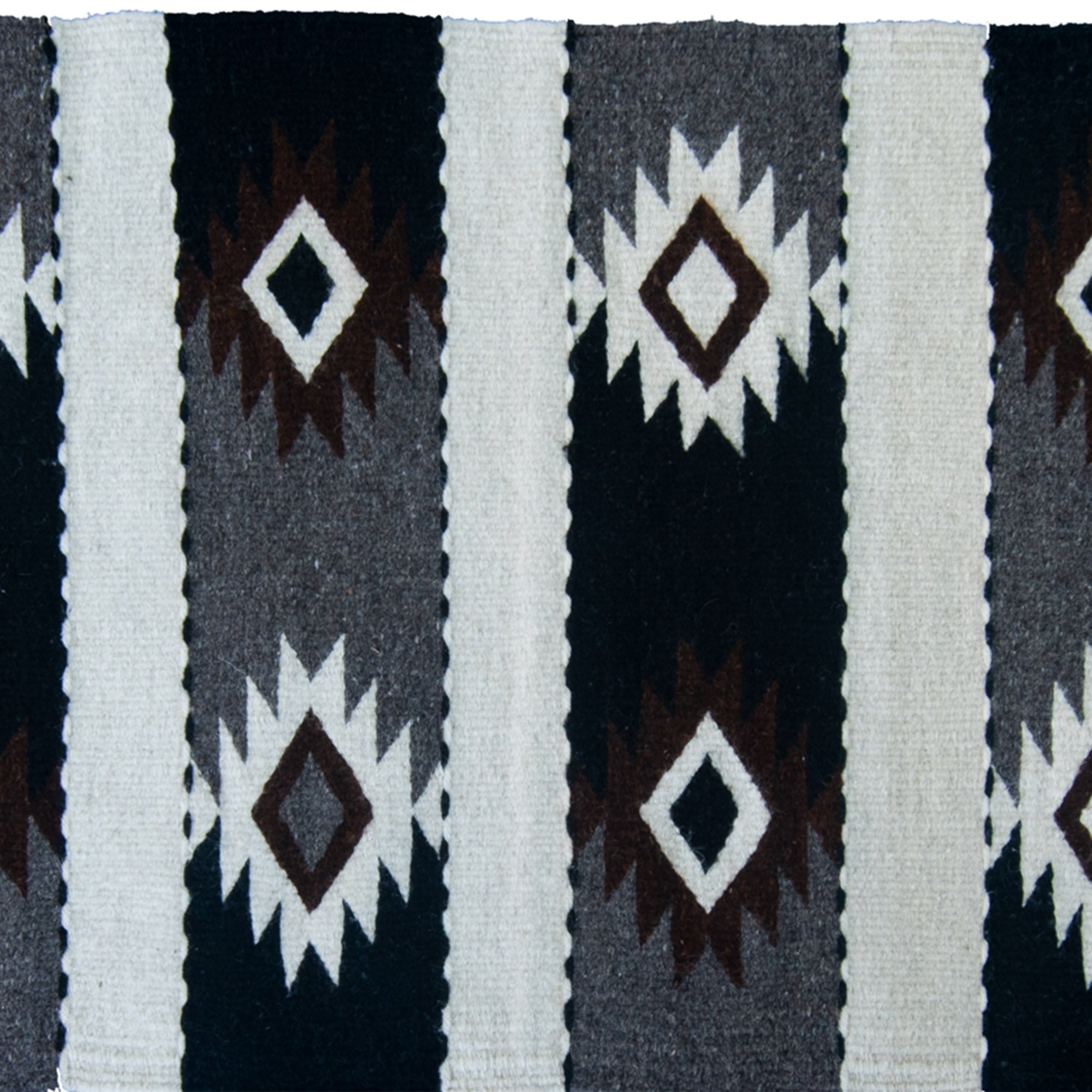 Belegui Diamonds Mexican Wool Rug featuring geometric patterns, handmade with traditional waist loom techniques, showcasing vibrant colors and textures.