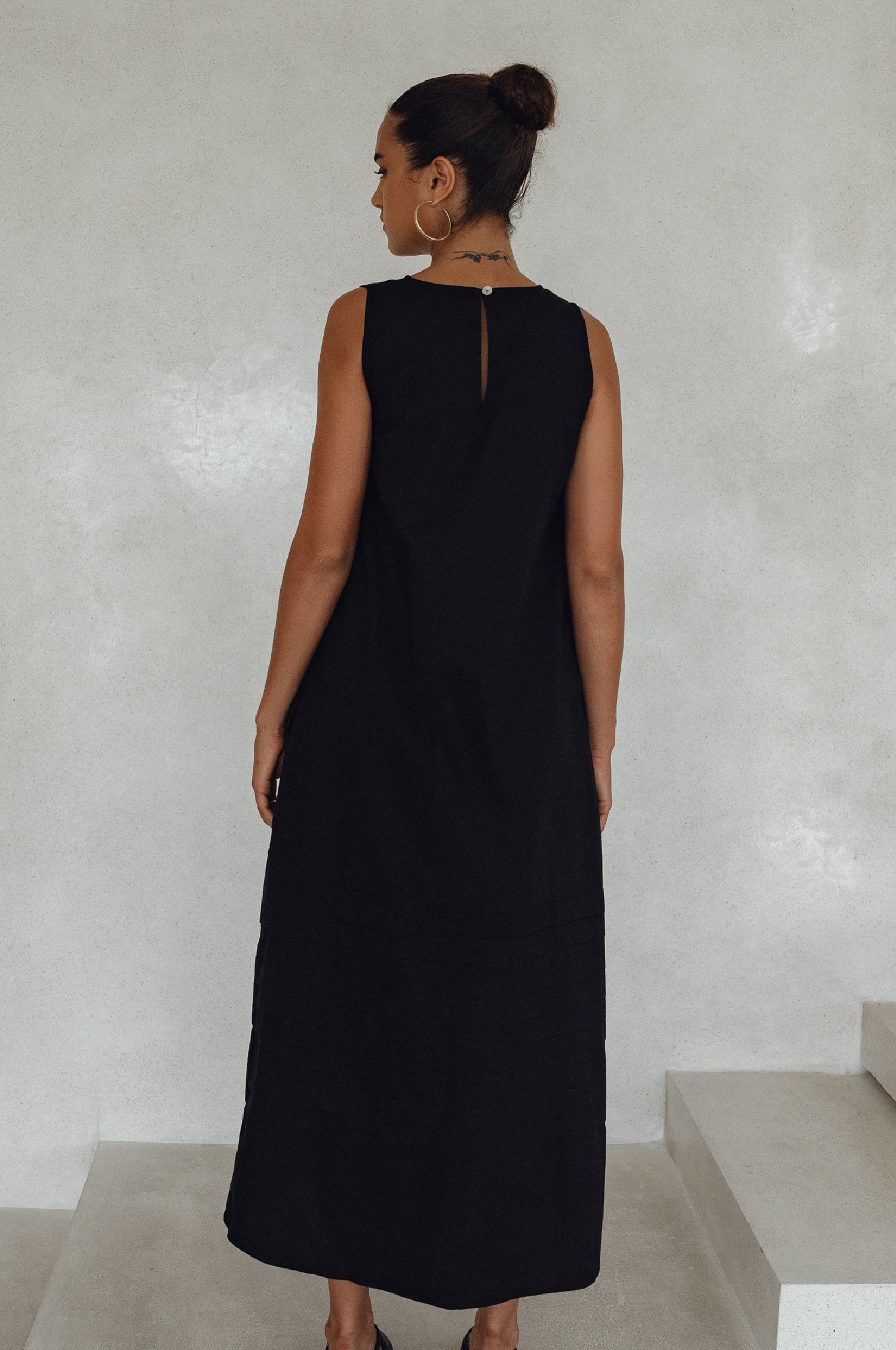 Beloved Cara Slip on Cotton Maxi Dress in breathable poplin cotton, featuring a sleeveless design and tiered hem, perfect for versatile styling.