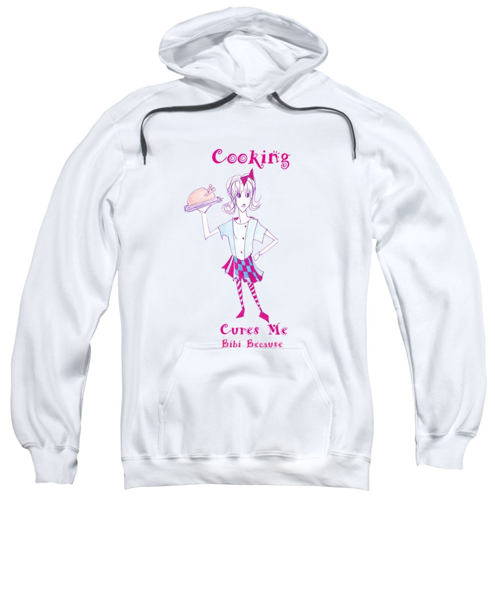 Bibi Because Cooking Cures Me sweatshirt in a cozy fabric blend, showcasing its stylish design and comfortable fit.