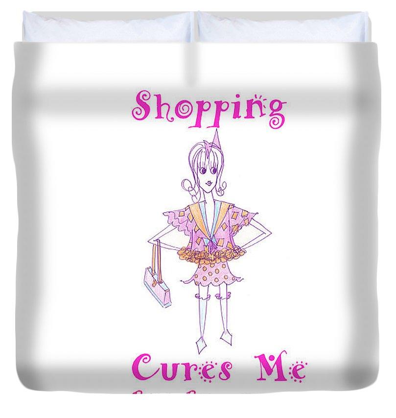 Bibi Because Shopping Cures Me duvet cover featuring vibrant print on soft microfiber fabric with hidden zipper.