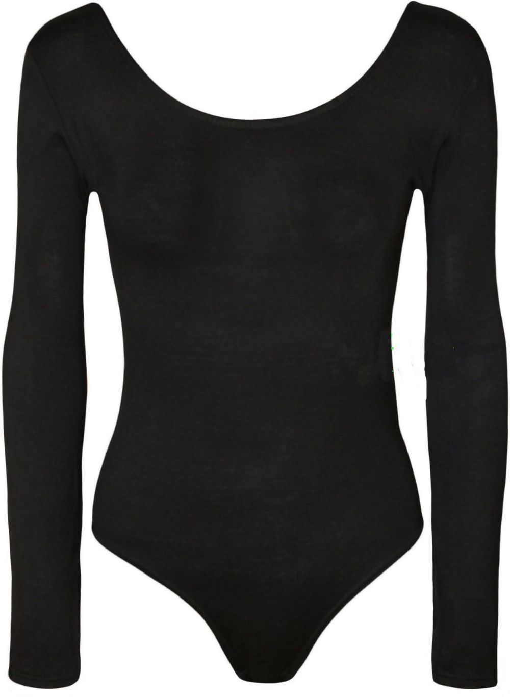 Black Crew Long Sleeve Bodysuit made of 100% cotton, featuring a classic crew neckline and long sleeves.