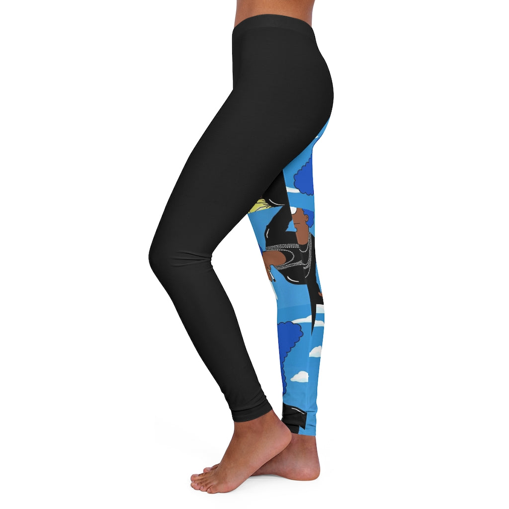 Black Marge leggings by thelionbody®, featuring a skinny fit and double layer waistband, made from durable polyester and spandex blend.