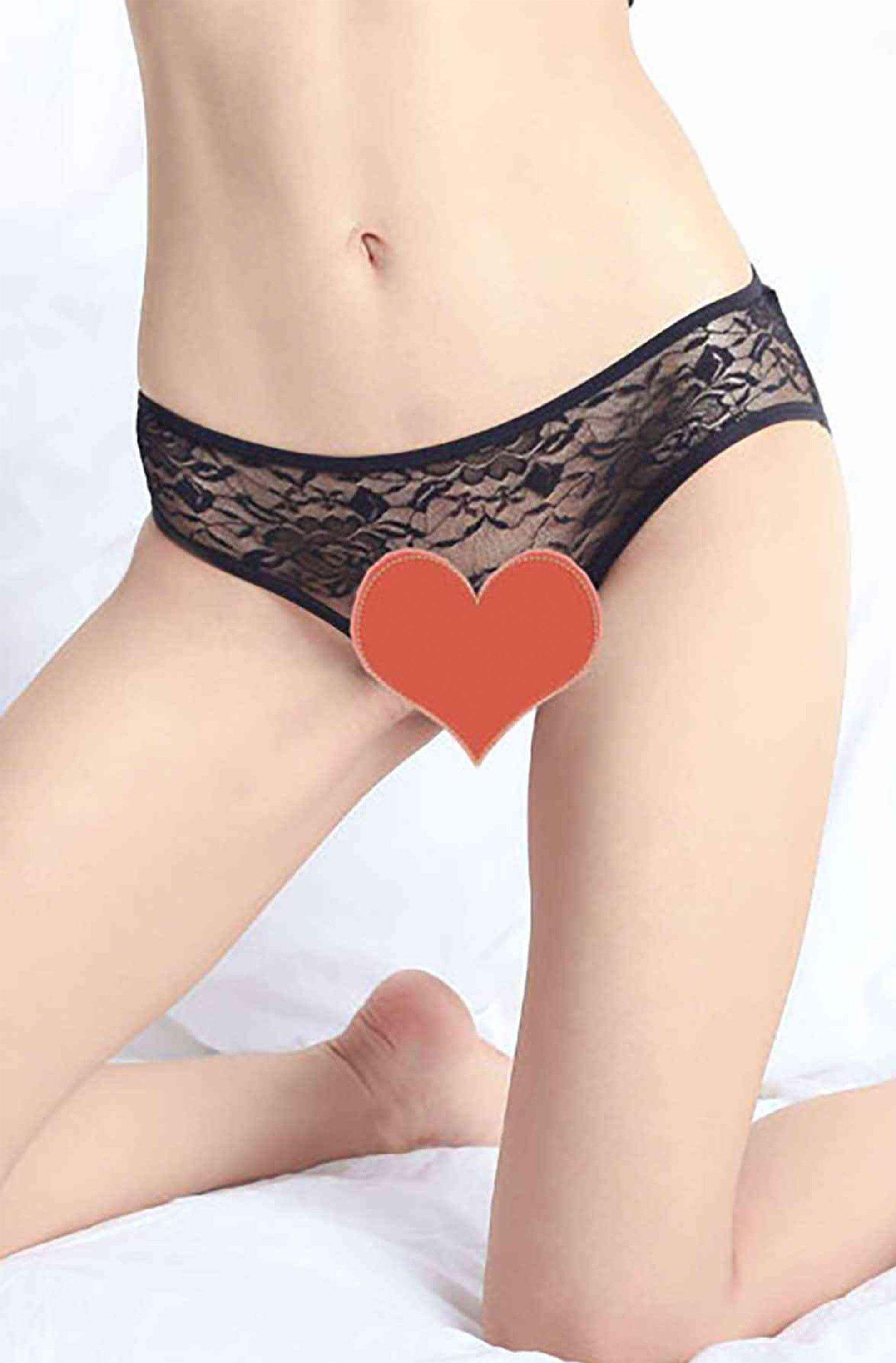 Black sexy lace crisscross hip panty showcasing elegant design and comfortable fit.