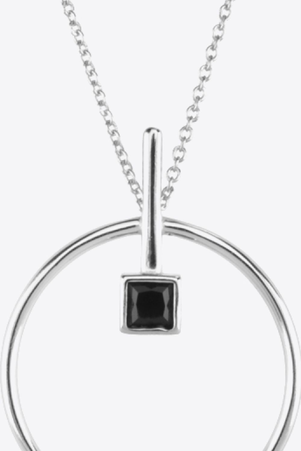 Elegant Black Zircon 925 Sterling Silver Necklace showcasing modern design with black zircon centerpiece and adjustable chain.