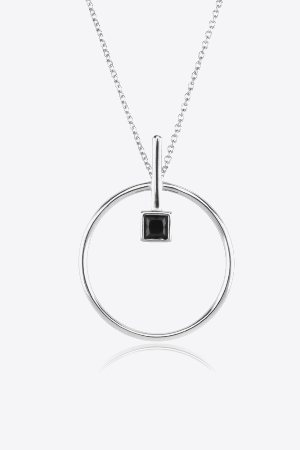 Elegant Black Zircon 925 Sterling Silver Necklace showcasing modern design with black zircon centerpiece and adjustable chain.