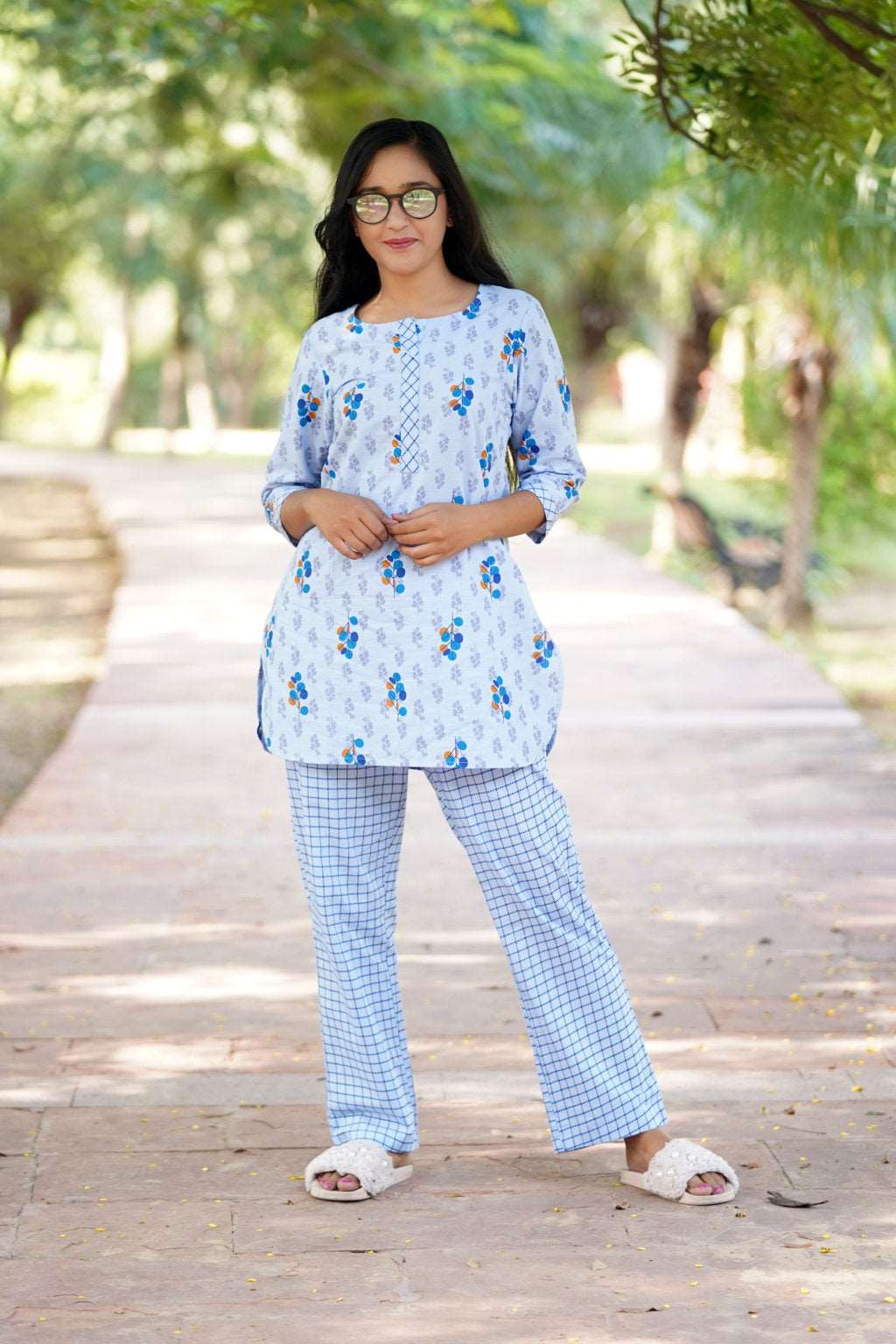 Printed cotton night suit sale