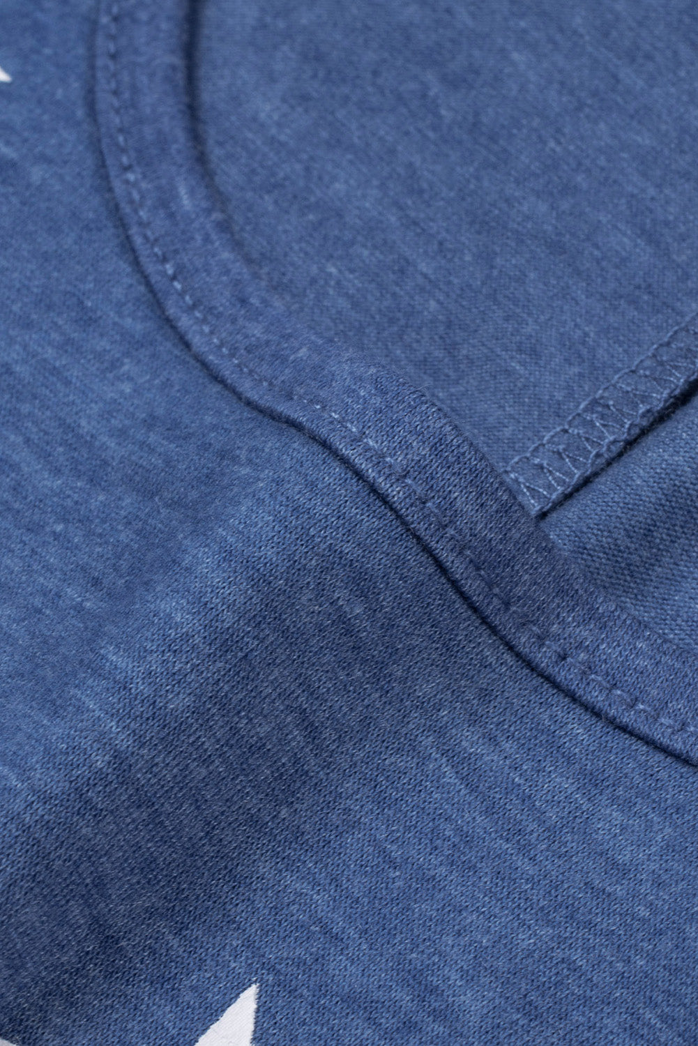 Close-up fabric detail, blue shirt.