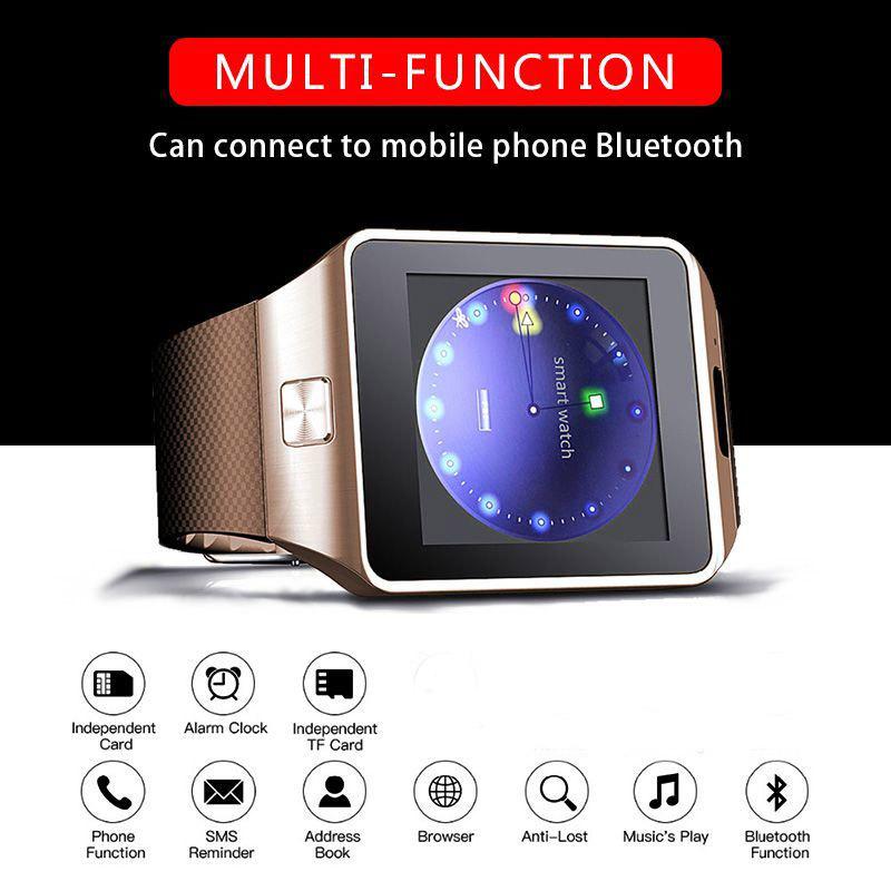 Bluetooth Android Smart Watch with Camera, SIM, and TF Slot, showcasing its sleek design and features.