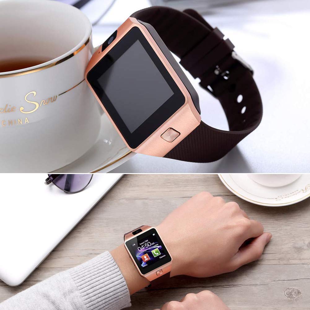 Bluetooth Android Smart Watch with Camera, SIM, and TF Slot, showcasing its sleek design and features.