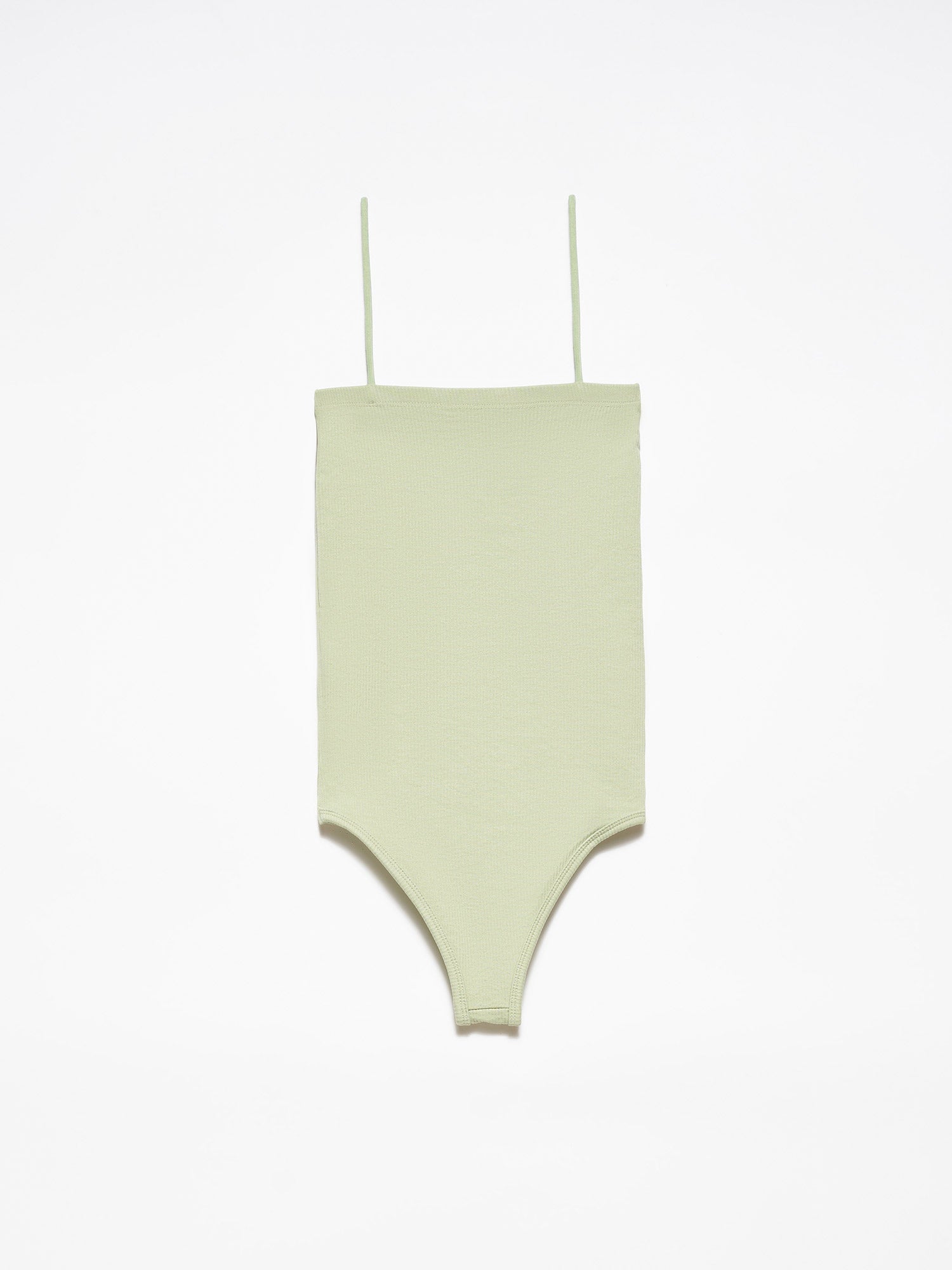 A stylish bodysuit made from a blend of polyester and elastane, showcasing its sleek design and comfortable fit.