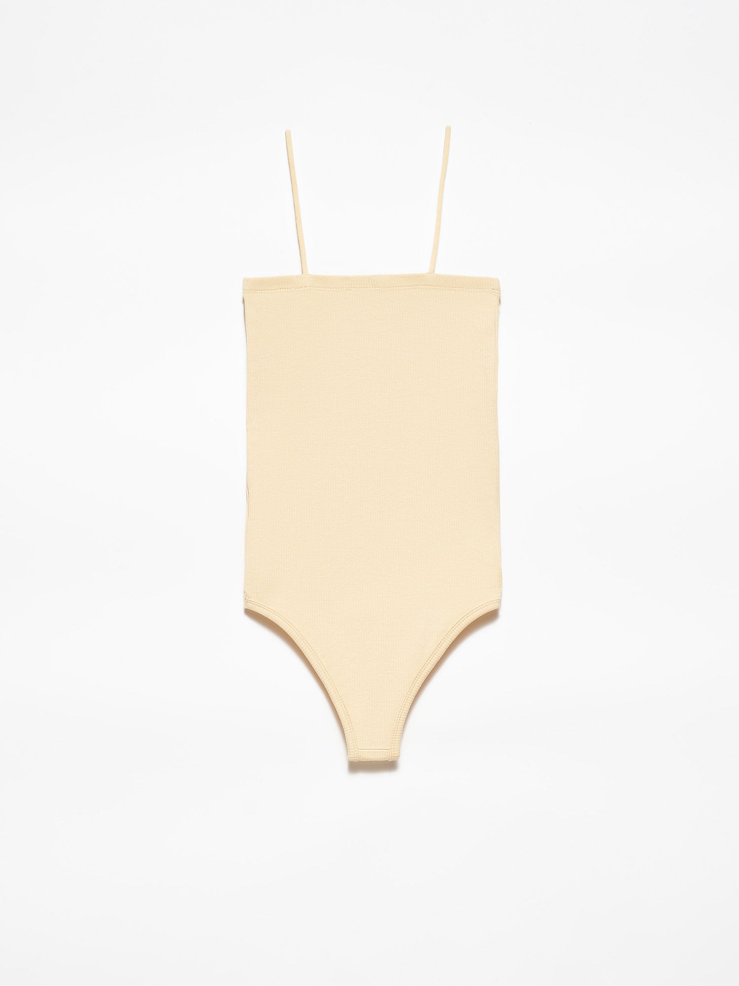 A stylish bodysuit made from a blend of polyester and elastane, showcasing its sleek design and comfortable fit.