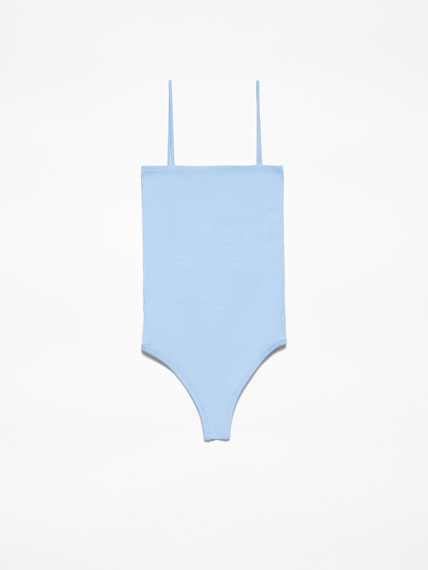 A stylish bodysuit made from a blend of polyester and elastane, showcasing its sleek design and comfortable fit.