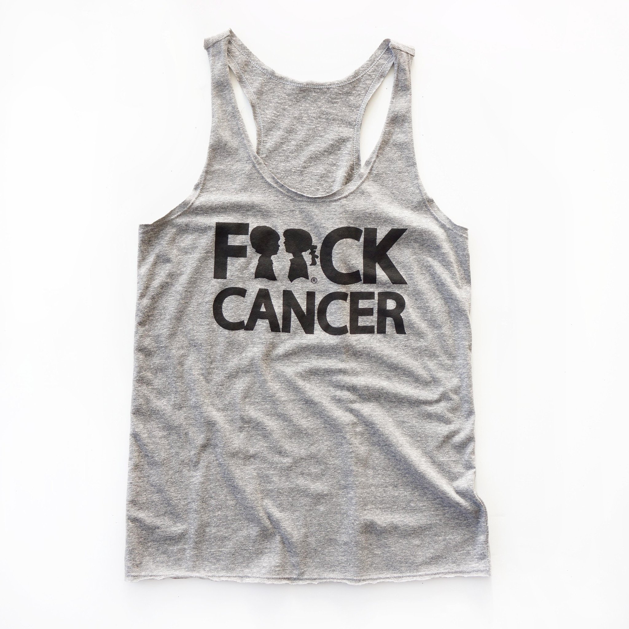 BOY MEETS GIRL® F**ck Cancer Tank Top in black with bold white lettering, symbolizing support for breast cancer awareness.