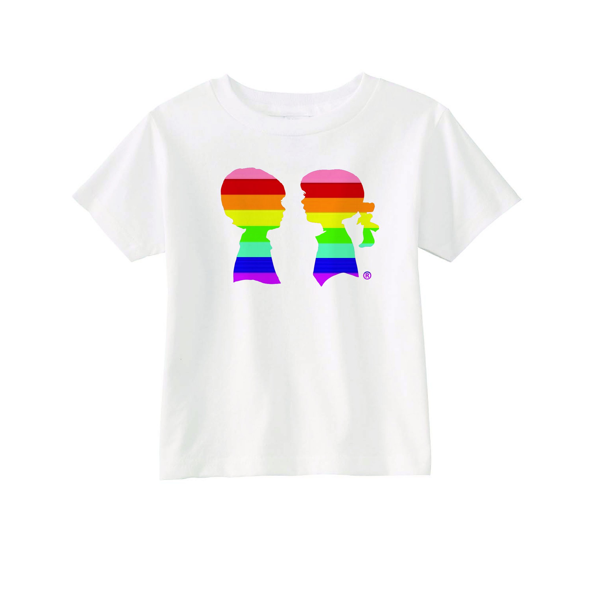 BOY MEETS GIRL® White Pride Toddler Tee featuring vibrant colors and a supportive LGBTQ design.