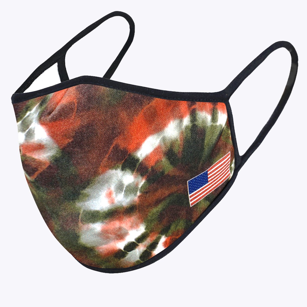 Brown Tie Dye 3-Layered Face Cover featuring a unique design, made with polyester and cotton for comfort and protection.