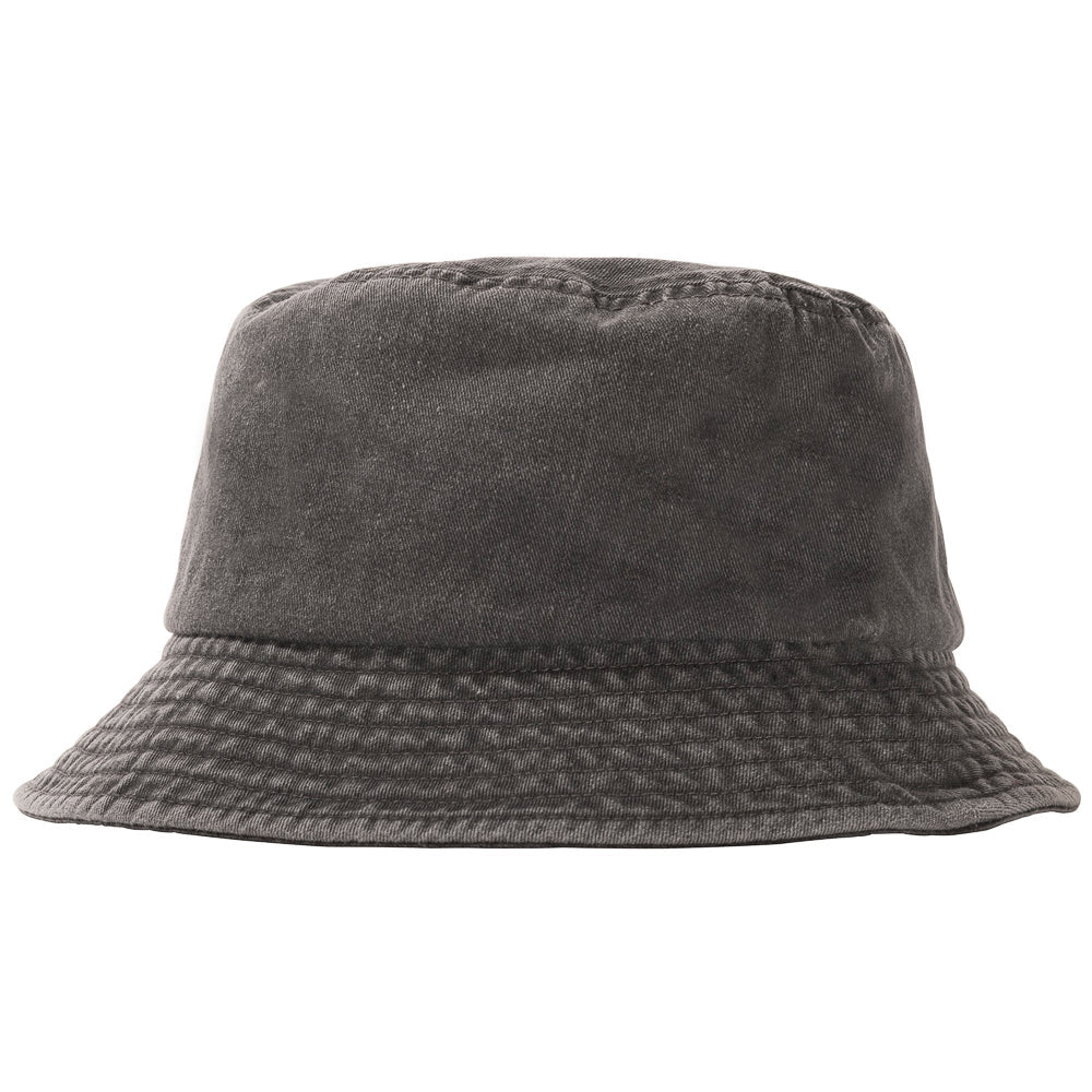 Sierra faded denim bucket hat for kids aged 4-8, featuring a soft and stretchy design for comfort and sun protection.