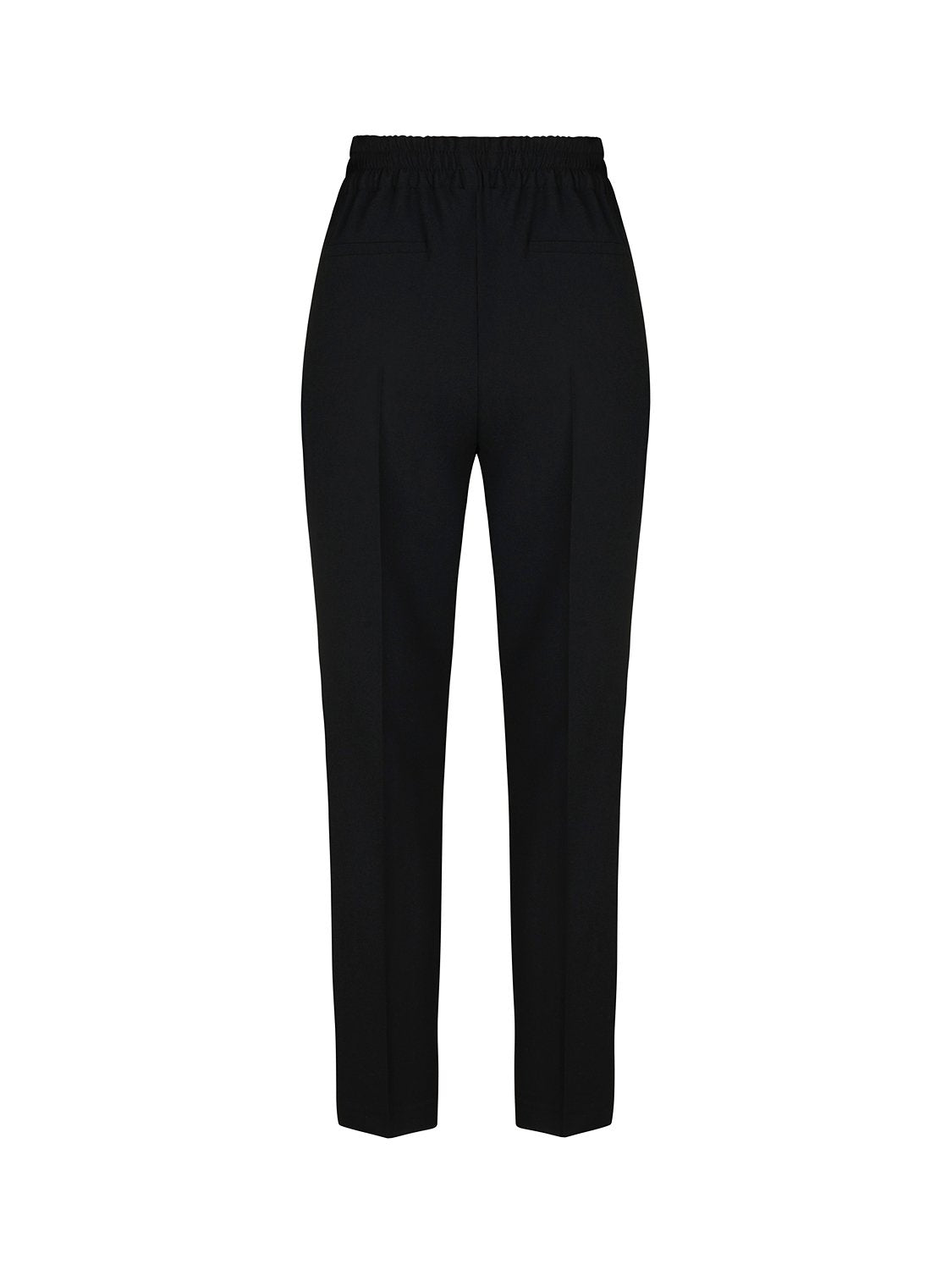 High-waisted ankle-length pants with button details and pockets, showcasing a stylish design.