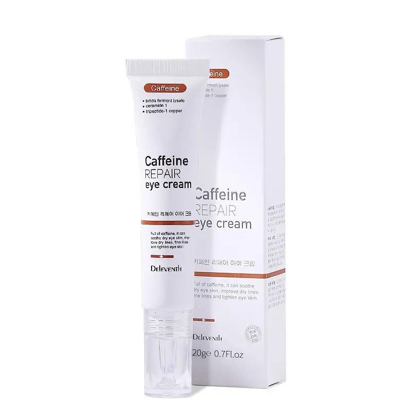 Caffeine Soothing Eye Cream in a sleek jar, showcasing its rich texture and anti-aging properties, perfect for reducing puffiness and dark circles.