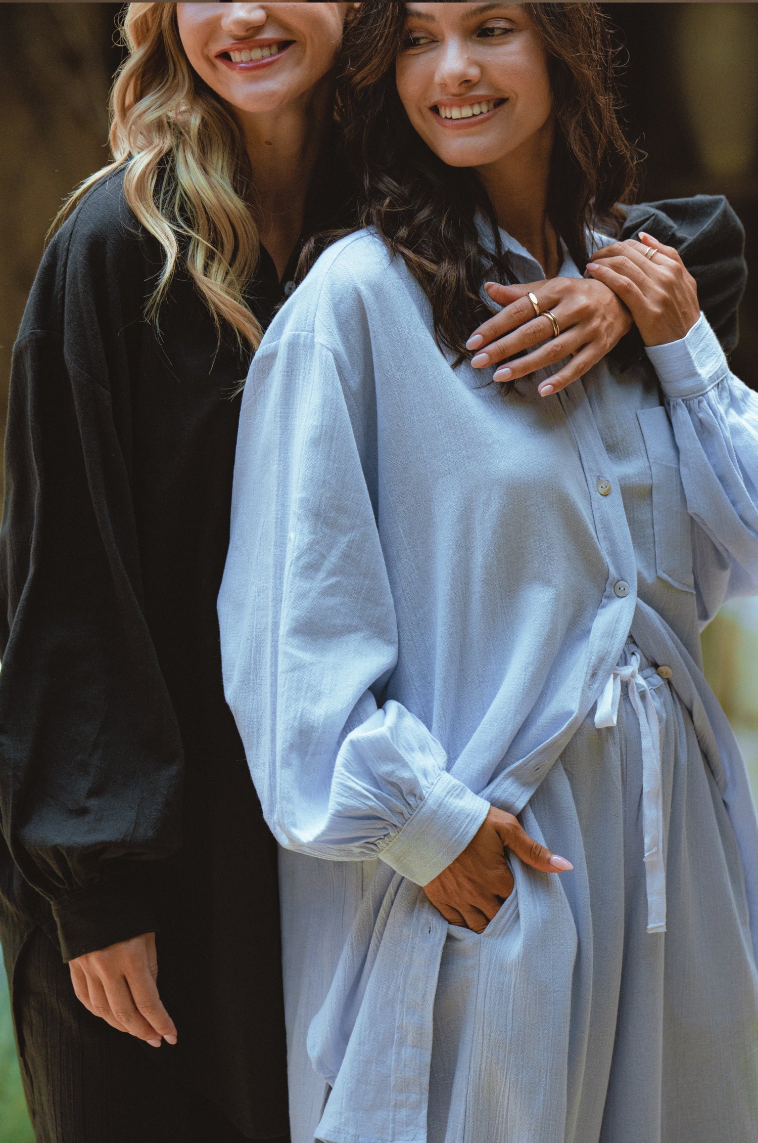 Calin Long Sleeve Oversized Shirt made from breathable linen, featuring a button-down style and high-low hem, displayed on a mannequin.