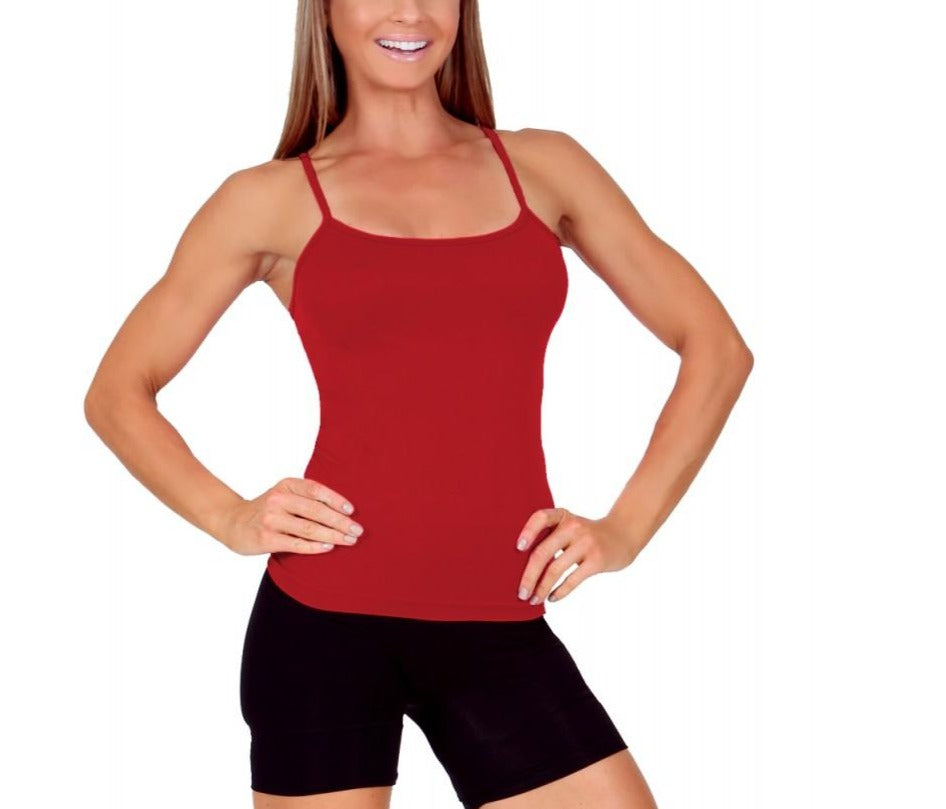 Cami Top with spaghetti straps in various colors, showcasing its soft fabric and stylish design.