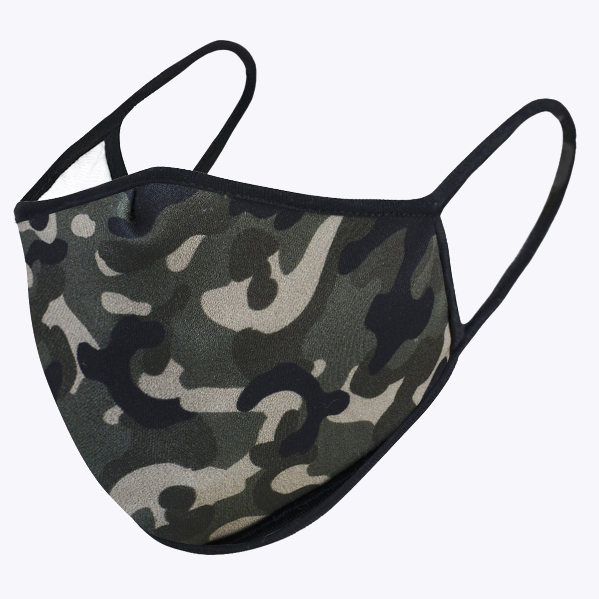 Camouflage 3-Layered Face Cover featuring a unique print design, made from polyester and cotton, suitable for unisex wear.