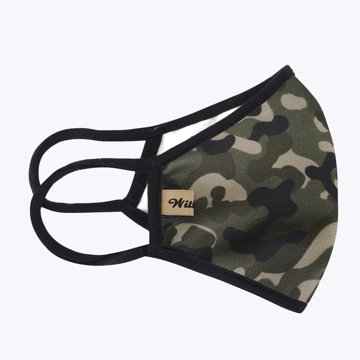 Camouflage 3-Layered Face Cover featuring a unique print design, made from polyester and cotton, suitable for unisex wear.