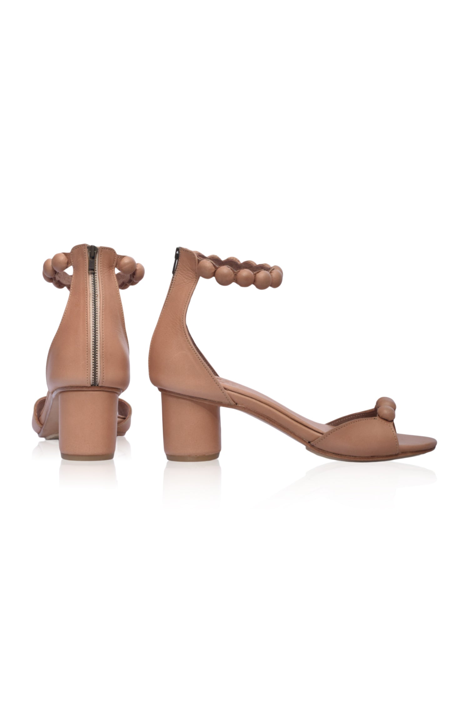 Candy Round Heel Sandals featuring leather-covered buttons and a lightweight wooden heel, perfect for summer outfits.