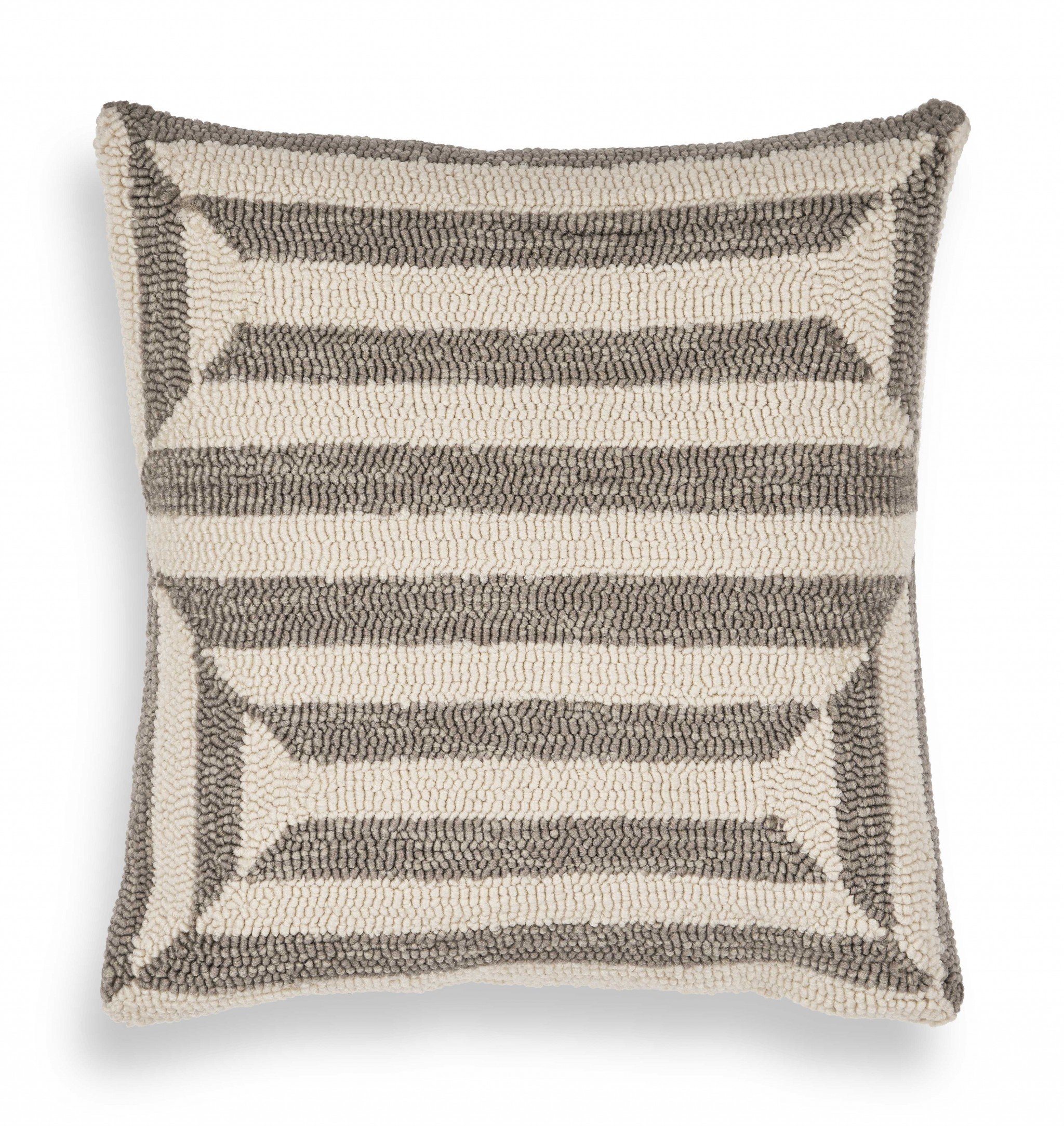 Casual Square Oatmeal Stripe Accent Pillow with contemporary design and soft texture, perfect for home decor.