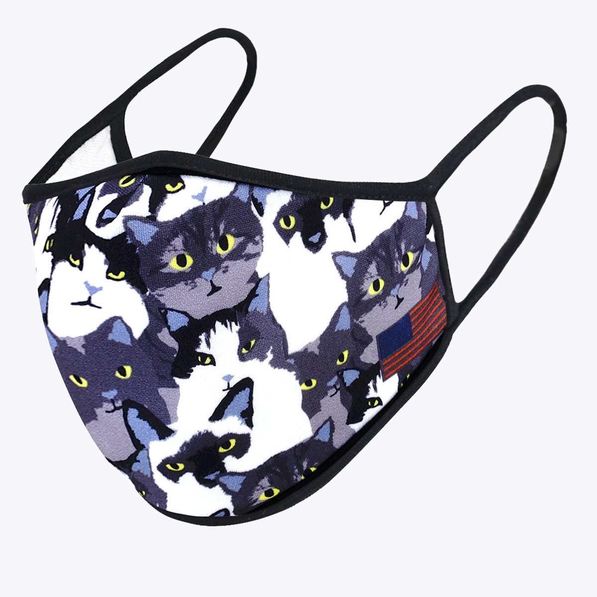 Cats 3-Layered Face Cover featuring a unique cat print design, made with polyester and cotton for comfort and protection.