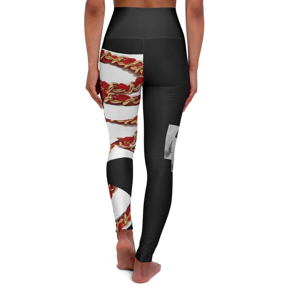 Chained Up High Waisted Yoga Leggings in a stylish design, showcasing a high waist and skinny fit, perfect for workouts and casual outings.