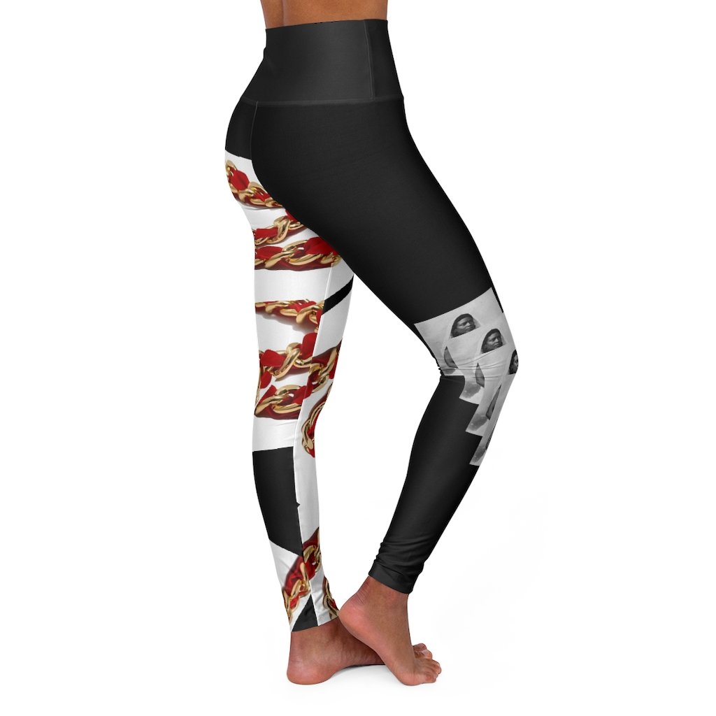 Chained Up High Waisted Yoga Leggings in a stylish design, showcasing a high waist and skinny fit, perfect for workouts and casual outings.