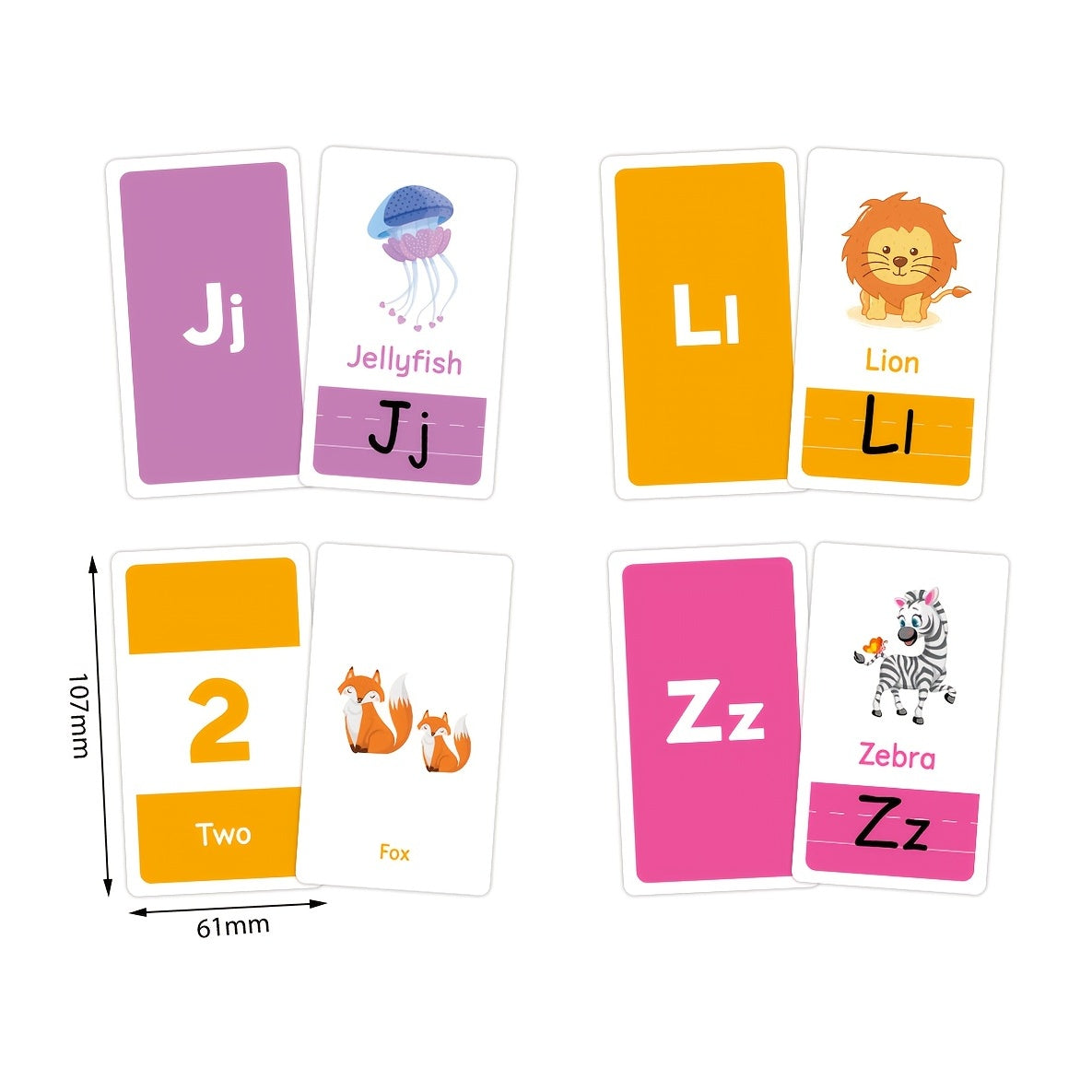 Colorful Children Early Education Flash Cards featuring comic illustrations for engaging learning.