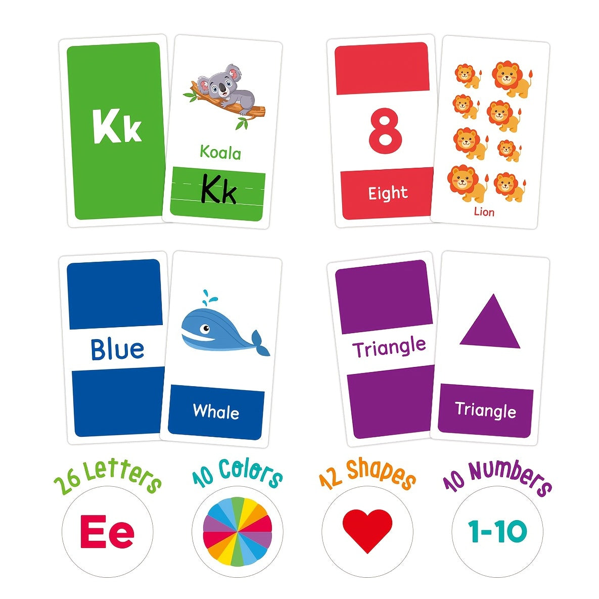 Colorful Children Early Education Flash Cards featuring comic illustrations for engaging learning.