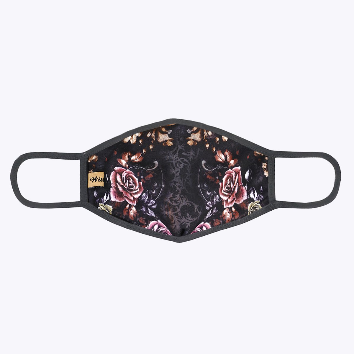 Chintz in Dark 3-layered face mask with unique print design, made from polyester and cotton, suitable for unisex wear.