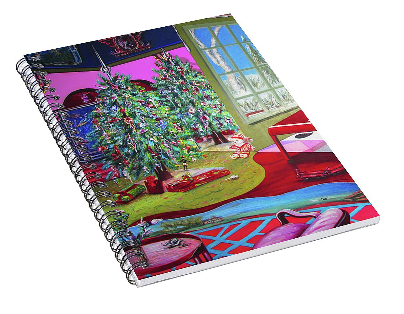 Christmas Painting Spiral Notebook with thick cover and lined pages, featuring a festive design.