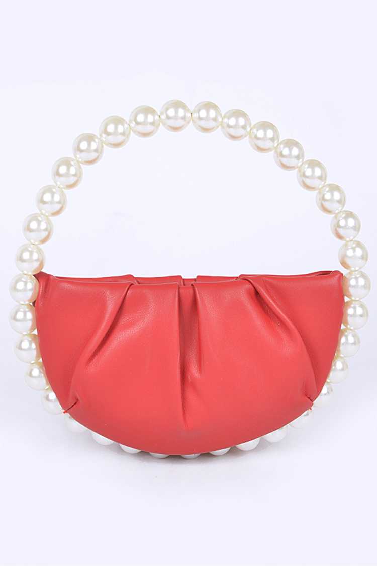 A stylish Circle Clutch Bag featuring a faux pearl exterior and a compact design, perfect for any occasion.